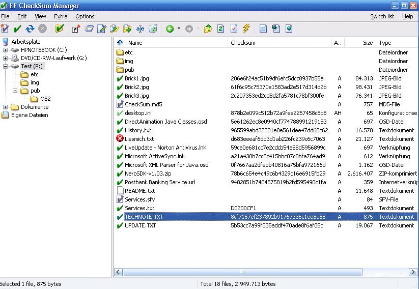 EF CheckSum Manager